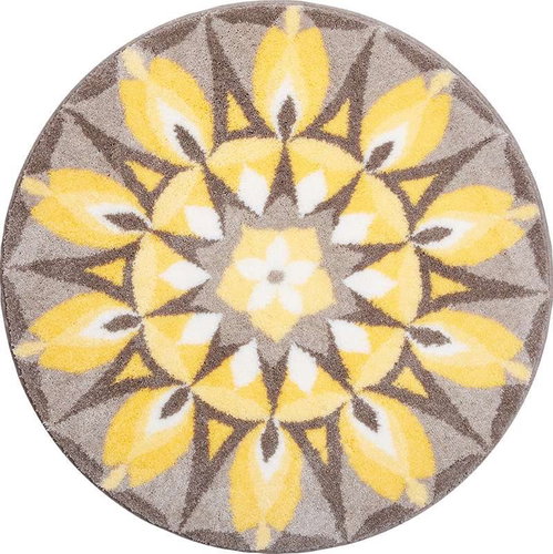 GRUND SEBELÁSKA Round Mandala of 80cm, Yellow-grey - Bath Mat - Main image