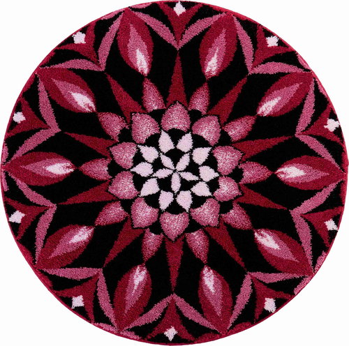 GRUND STRENGTH OF THE MOMENT 100cm Round Mandala, Burgundy - Bath Mat - Main image