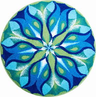 GRUND SILENT Glow Round Mandala of 60cm, Blue-green - Bath Mat