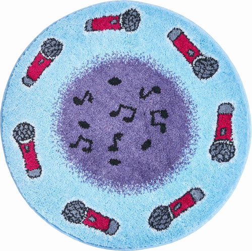 GRUND IN THE RHYTHM OF MUSIC Circular Bathroom Mat of 80cm, Blue - Bath Mat - Main image