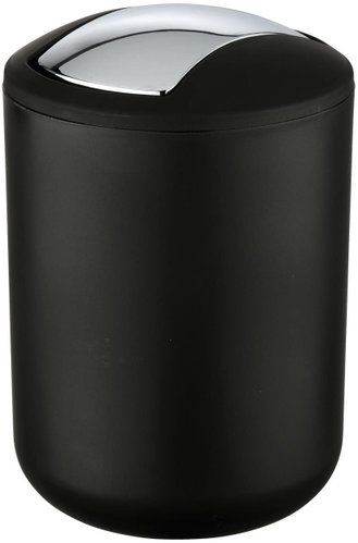 WENKO BRASIL - Basket with Swivel Lid size S, Black - Rubbish Bin - Main image
