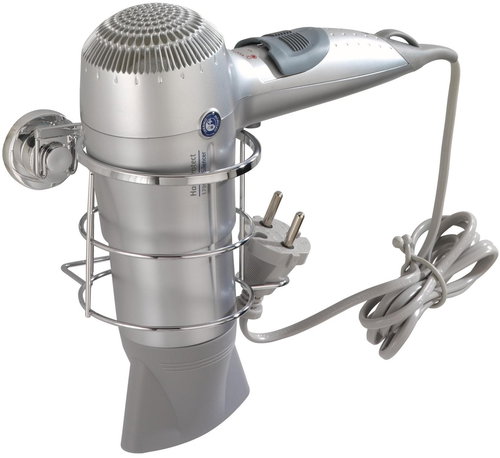 WENKO PowerLoc - Hair Dryer Holder 15x14x14cm, Stainless-steel - Hair Dryer Holder - Main image