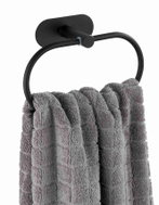 WENKO WITHOUT DRILLING TurboLoc OREA BLACK - Towel Holder, Black - Towel Rack