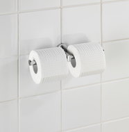 WENKO WITHOUT DRILLING PowerLoc RICO - Double Toilet Paper Holder, Metallic Glossy - Toilet Paper Holder