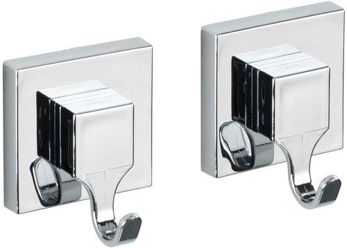 WENKO VacuumLoc QUADRO - Hook 2 pcs, Chrome - Bathroom Hook - Main image