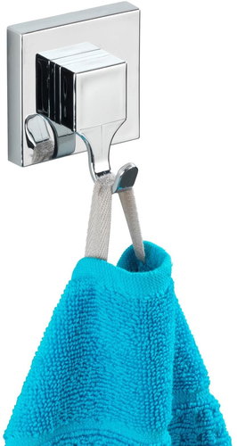 WENKO VacuumLoc - Hook 2 pcs, Chrome - Bathroom Hook - Main image