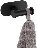 WENKO WITHOUT DRILLING TurboLoc OREA BLACK - Double Wall Hook, Black - Bathroom Hook
