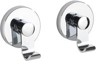 WENKO WITHOUT DRILLING VacuumLoc IRUN - 2 pieces of Wall Hooks, Metallic Shiny - Bathroom Hook