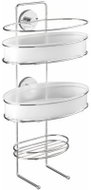 WENKO WITHOUT DRILLING VacuumLoc MILAZZO - Two-storey Wall Shelf with Hooks, Metallic Glossy - Bathroom Hook