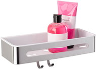 WENKO WITHOUT DRILLING Premium Plus - Wall Shelf with Hooks, Metallic Shiny - Bathroom Hook