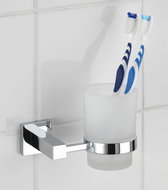 WENKO WITHOUT TURNING PowerLoc SAN REMO - Toothbrush cup, shiny metal - Toothbrush Holder Cup