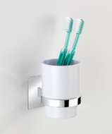 WENKO WITHOUT TURBOLoc QUADRO - Toothbrush cup, shiny metal - Toothbrush Holder Cup