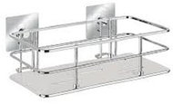 WENKO WITHOUT DRILLING TurboLoc QUADRO - Wall Shelf, Metallic Shiny - Bathroom Shelf