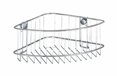 WENKO WITHOUT DRILLING Classic - Corner Shelf, Metallic Shiny - Bathroom Shelf - Main image