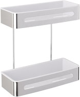 WENKO WITHOUT DRILLING Premium Plus - Two-storey Wall Shelf, Metallic Shiny - Bathroom Shelf