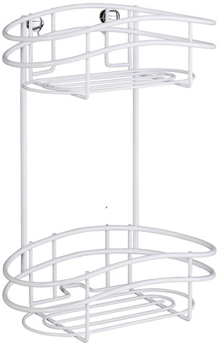 WENKO WITHOUT DRILLING Classic Plus - Two-storey Wall Shelf, White - Bathroom Shelf - Main image