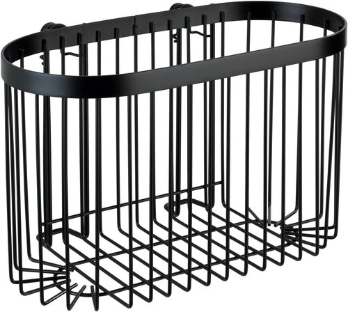 WENKO WITHOUT DRILLING Classic Plus - Wall Shelf Large, Black - Bathroom Shelf - Main image