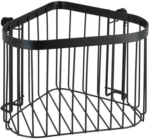 WENKO WITHOUT DRILLING Classic Plus - Corner Shelf, Black - Bathroom Shelf - Main image