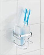 WENKO WITHOUT DRILLING Premium - Toilet Brush, Metallic Shiny - Toothbrush Holder