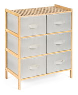 G21 Bamboo shelf with 6 baskets, beige - Shelving Unit