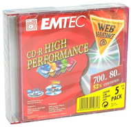 CD-R médium EMTEC Rainbow 80min, 700MB, 52x speed COLOUR, balení 5ks barevných v SLIM krabičce - -