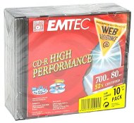 CD-R médium EMTEC 80min, 700MB, 52x speed, balení 10ks v SLIM krabičce - -
