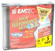 CD-R 8cm médium EMTEC 185MB, 40x speed, balení 5ks v SLIM krabičce - -