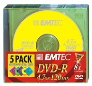 DVD-R médium EMTEC Rainbow 4.7GB, 8x speed COLOUR, balení 5ks barevných v SLIM krabičce - -