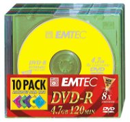 DVD-R médium EMTEC Rainbow 4.7GB, 8x speed COLOUR, balení 10ks barevných v SLIM krabičce - -