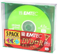 DVD+R médium EMTEC Rainbow 4.7GB, 16x speed COLOUR, balení 5ks barevných v SLIM krabičce - -