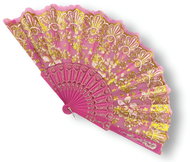 GGV Fabric fan 44 × 24 cm, dark pink - Costume Accessory