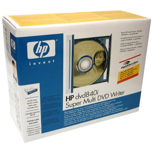 HP dvd840i černá (black) - DVR±R 16x, DVD+R9 8x, DVD-R DL 4x, DVD+RW 8x, DVD-RW 6x, DVD-RAM 5x, Ligh - DVD Burner - Main image