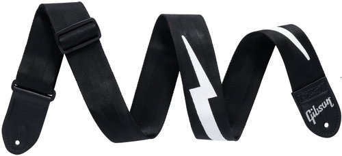Gibson ASBOLT-BLK The Lightning Bolt Seatbelt, Black - Guitar Strap - Main image