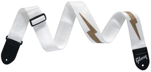 Gibson ASBOLT-WHT The Lightning Bolt Seatbelt, White - Guitar Strap - Main image