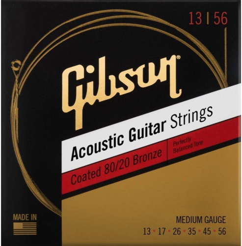 Gibson SAG-CBRW13 Coated 80/20 Bronze Acoustic Guitar Strings 13-56 Medium - Strings - Main image