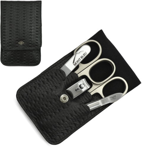 Giesen & Forsthoff 5-piece manicure set in leather case with braided look - Manicure Set - Main image