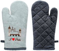 GiftyCity Kitchen mitt, light grey and dark grey, embroidery Charles Bridge - Oven Mitt