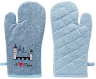GiftyCity Kitchen mitt, light blue and dark blue, embroidery Charles Bridge - Oven Mitt