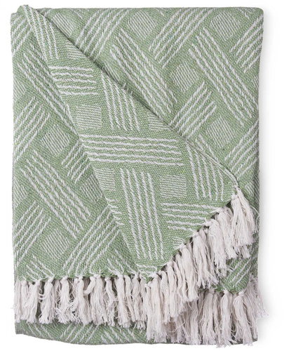 Giftdecor Cotton bedspread, 180 × 220 cm, green with stripes - Bed Cover - Main image
