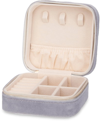 Giftdecor Jewellery box Velvet 10 × 10 × 5 cm, grey - Jewellery Box - Main image