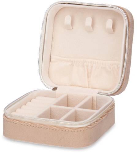 Giftdecor Jewellery box Velvet 10 × 10 × 5 cm, beige - Jewellery Box - Main image