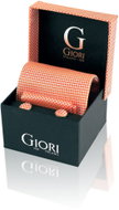 Giori Milano Set hedvábná kravata a manžetové knoflíčky, lososový - Set