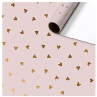 Balicí papír růžový s lesklými srdíčky - Dárkový balící papír
