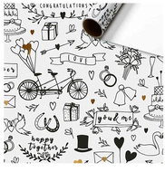 Dárkový balicí papír role se svatebními motivy - Dárkový balící papír