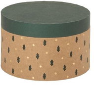 Kulatý box s dekorem stromků - Dárková krabička