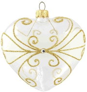 Vánoční srdíčko čiré zlaté ornamenty - Vánoční ozdoby