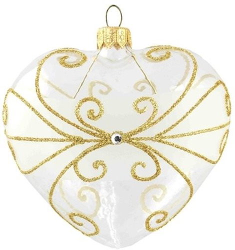Vánoční srdíčko čiré zlaté ornamenty - Vánoční ozdoby - Main image