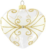 Vánoční srdíčko čiré zlaté ornamenty - Vánoční ozdoby