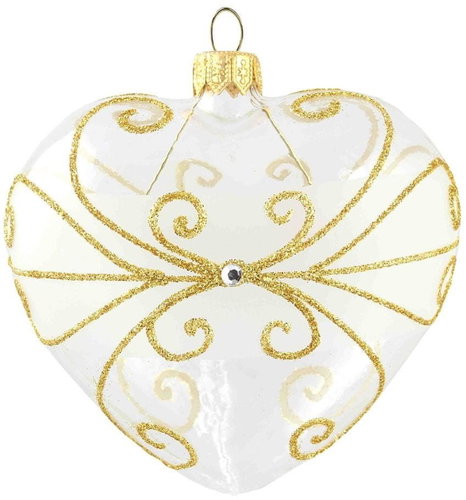 Vánoční srdíčko čiré zlaté ornamenty - Vánoční ozdoby - Main image