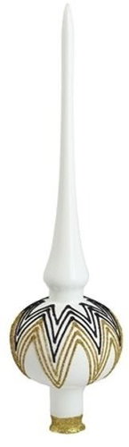 Vánoční špice bílá černozlatý dekor - Christmas Ornaments - Main image